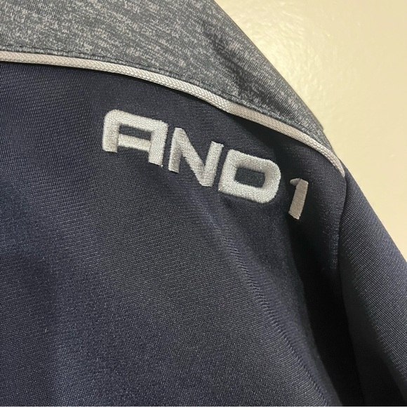 Men’s AND1 Full Zip Basketball Track Jacket Size 2XL  Navy Blue & Gray - Picture 3 of 8